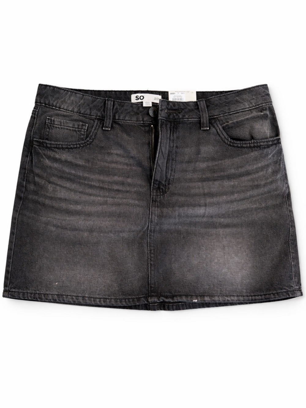 SO Black Denim Mini Skirt Size 11 NWT High Rise Jean Skirt Casual